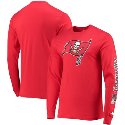 Men's Detroit Red Wings Starter Black/Red Cross Check Jersey V-Neck Long  Sleeve T-Shirt