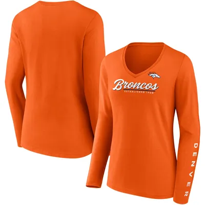 Fanatics Broncos Drive Forward V-Neck Long Sleeve T-Shirt - Women's