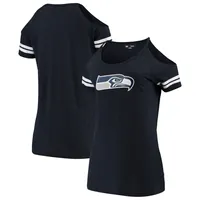 New Era Seahawks College Varsity Cold Shoulder T-Shirt - Women's