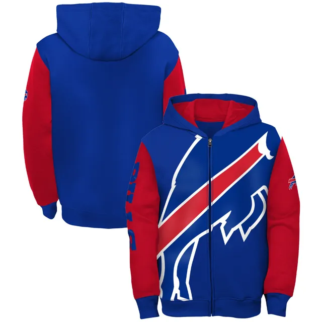 Youth Buffalo Bills Royal Color Block Raglan Pullover Hoodie