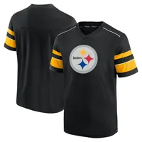 Fanatics Steelers Textured Hashmark V-Neck T-Shirt - Men's