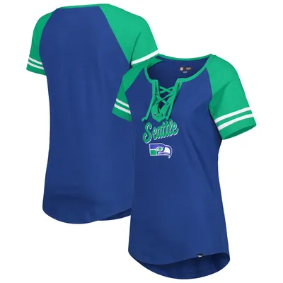 New Era Seahawks Legacy Lace-Up Raglan T-Shirt - Women's