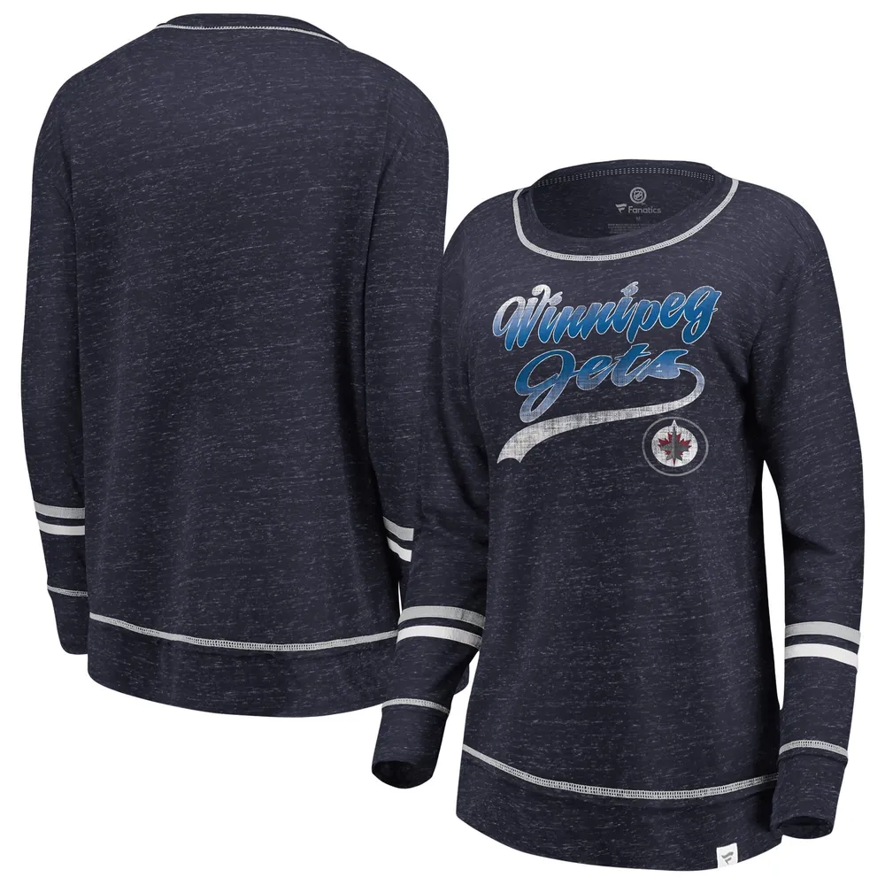 Winnipeg Jets Retro Brand Women Navy Two Tone V-Neck Long Sleeve T