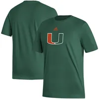 Men's adidas Green Miami Hurricanes Locker Lines Baseball Fresh T-Shirt