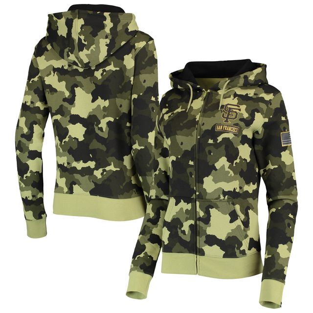 Women's New Era Camo Green Bay Packers Raglan Full-Zip Hoodie 