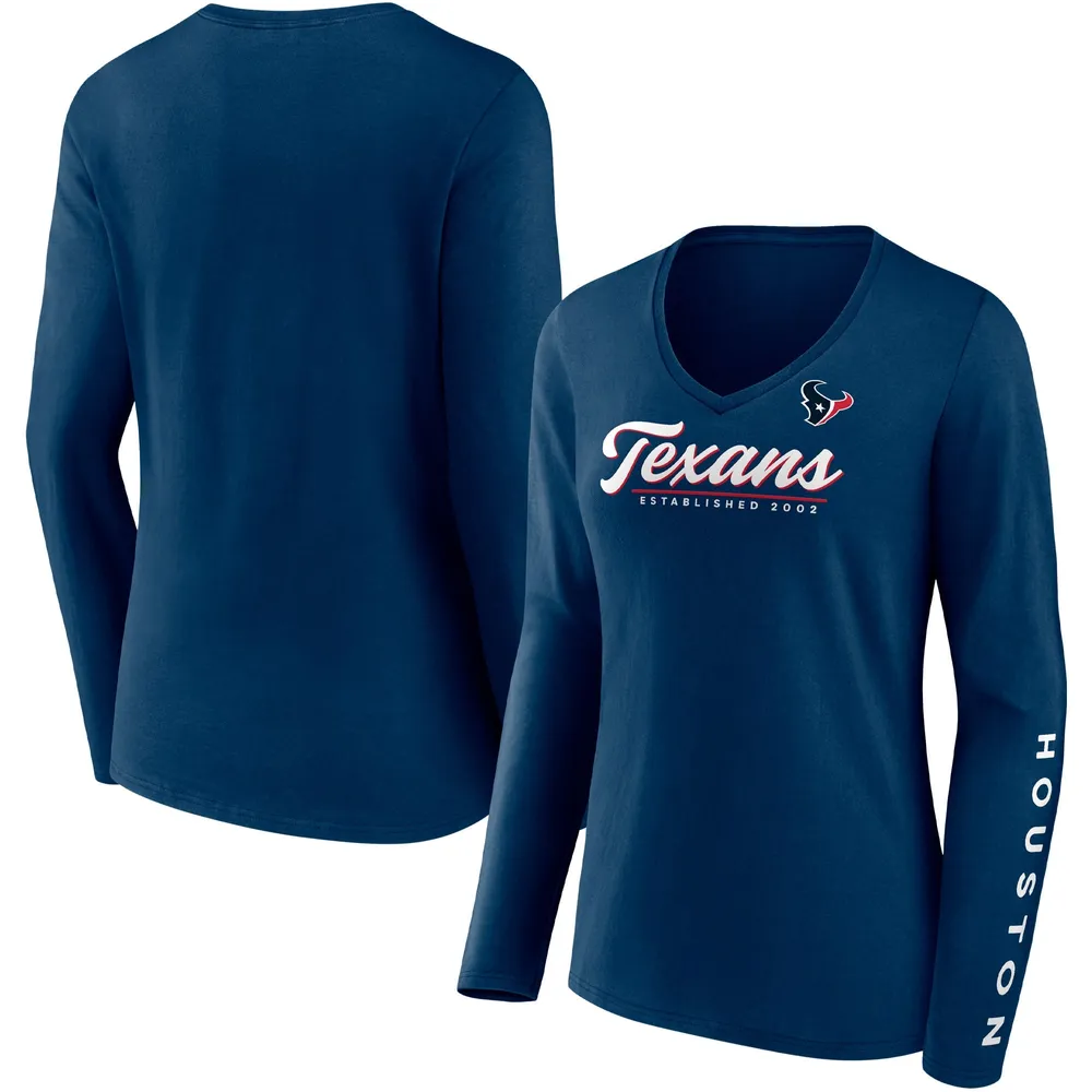 Fanatics Texans Drive Forward V-Neck Long Sleeve T-Shirt - Women's