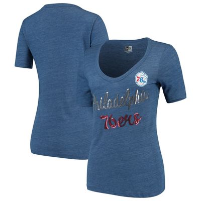 New Era 76ers Tri-Blend U-Neck Jersey T-Shirt - Women's