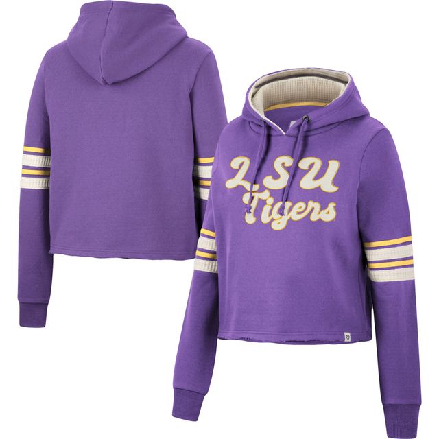 Colosseum LSU Retro Cropped Pullover Hoodie - Women's