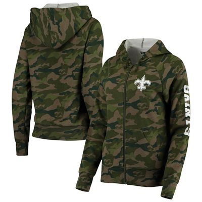 Green Bay Packers New Era Women's Camo Full-Zip Hoodie - Black