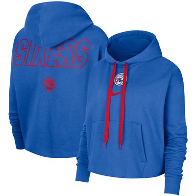 Nike 76ers Courtside Cropped Pullover Hoodie - Women's