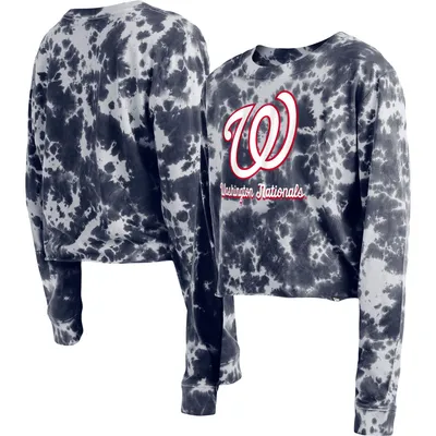 New Era Nationals Tie-Dye Cropped Long Sleeve T-Shirt - Women's