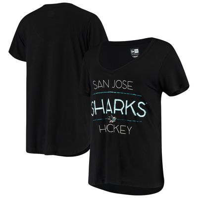New Era Sharks Wordmark V-Neck T-Shirt - Women's
