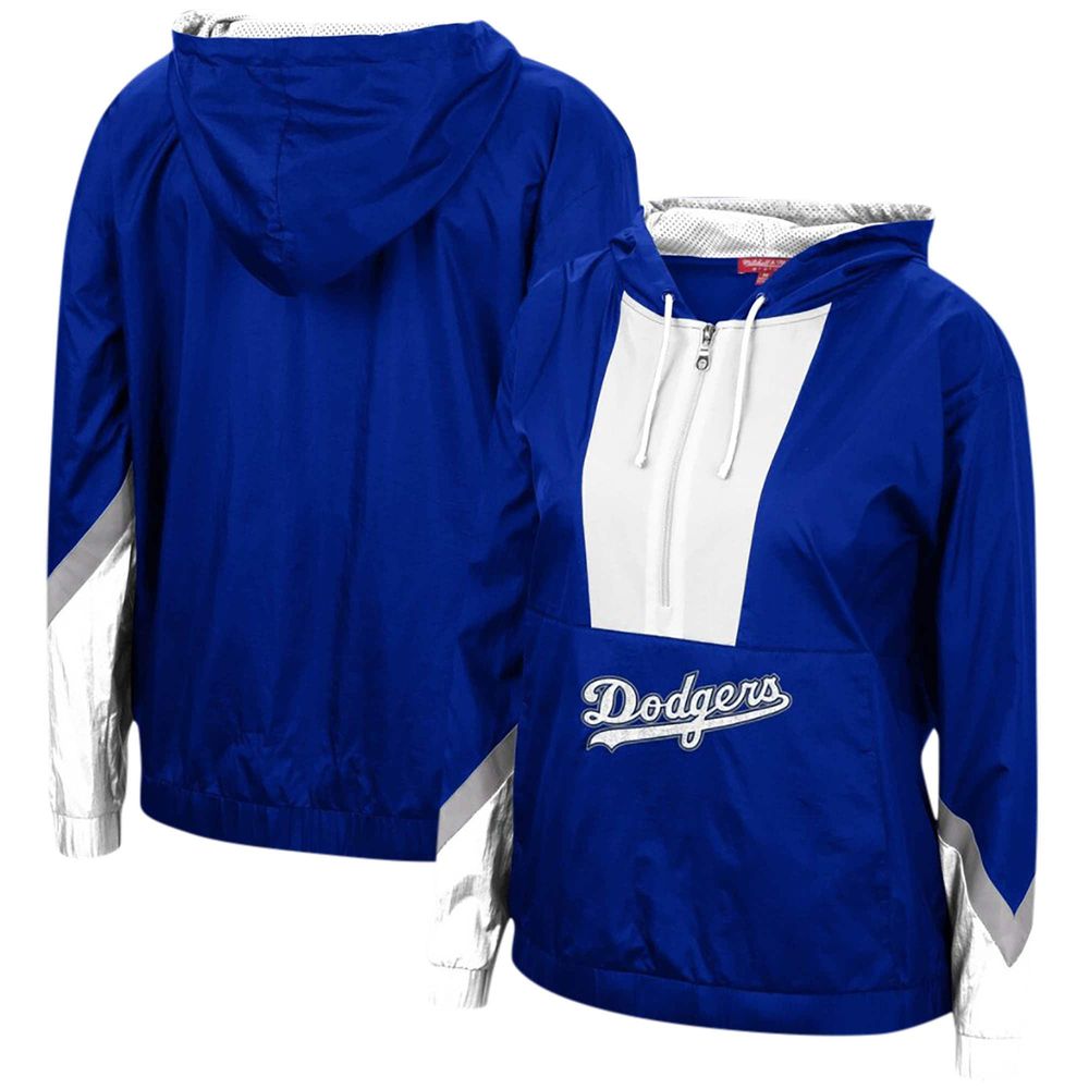 Mitchell & Ness Dodgers Windbreaker 2.0 Half-Zip Hoodie Jacket - Women's