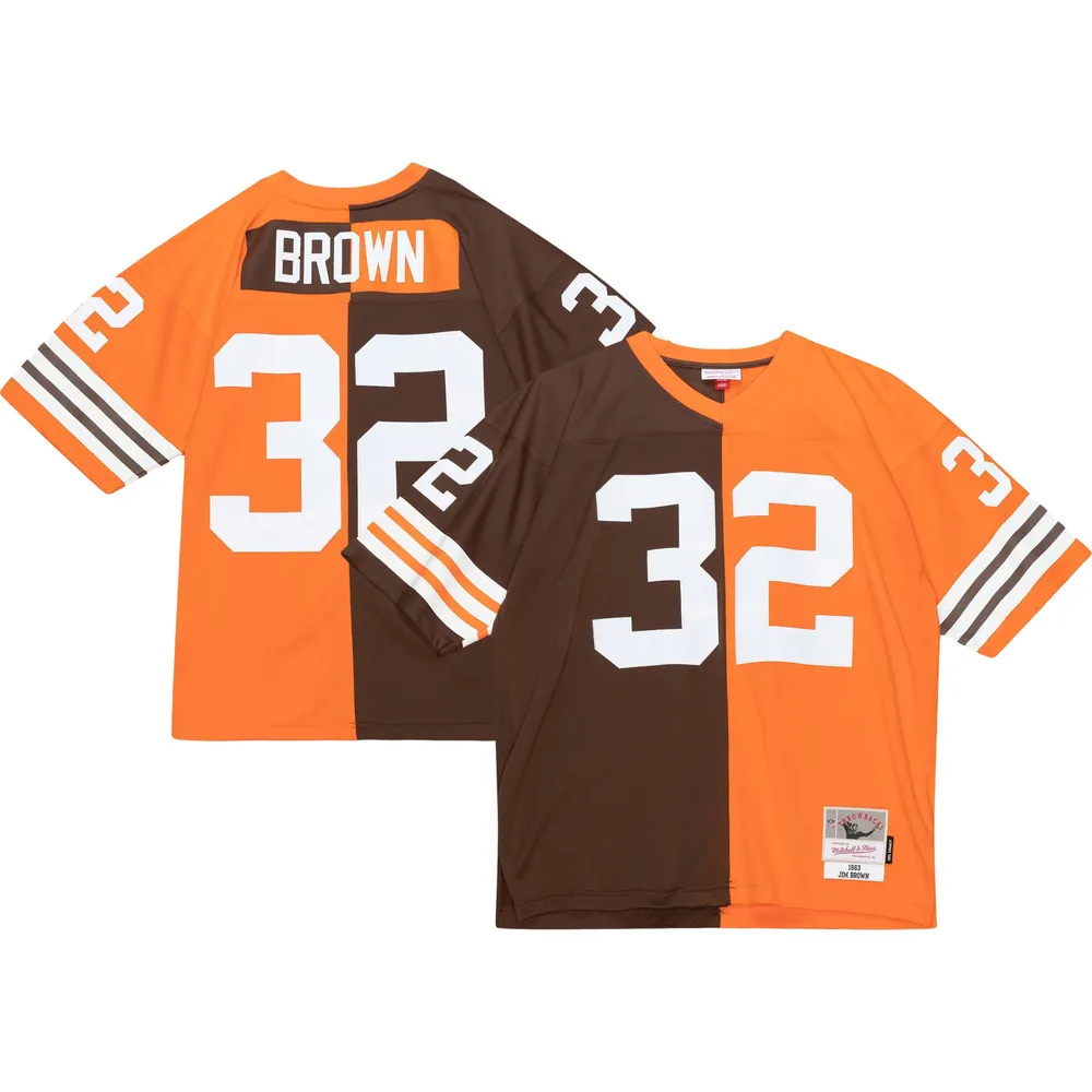 Men's Mitchell Ness Jim Brown Brown Cleveland Browns 1964 Authentic  Throwback Retired Player Jersey