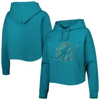 Cuce Dolphins Crystal Logo Cropped Pullover Hoodie - Women's