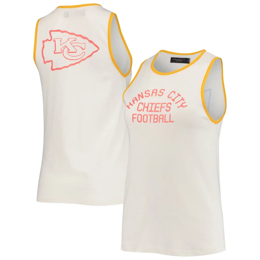 Women's Junk Food White/Orange Chicago Bears Throwback Pop Binding Scoop  Neck Tank Top