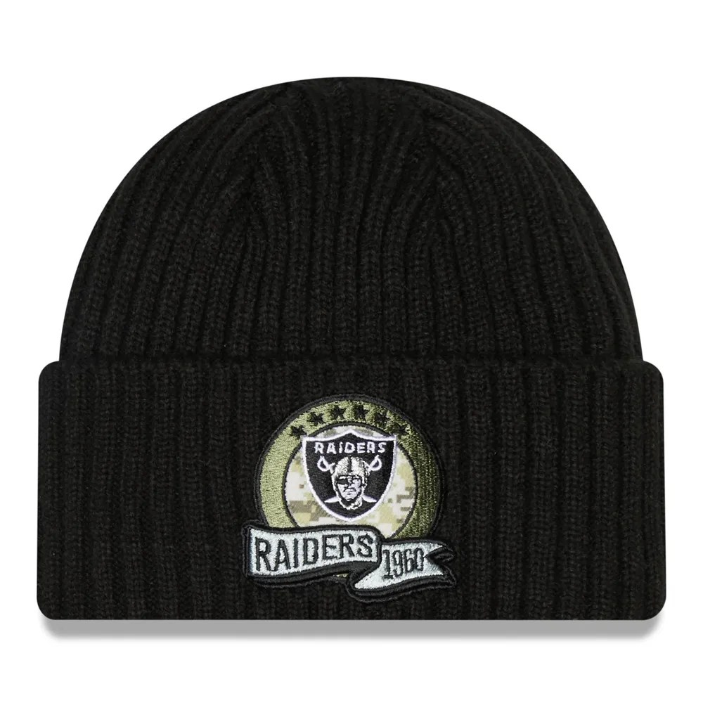 New Era Black Las Vegas Raiders 2022 Sideline Historic Pom Knit Hat