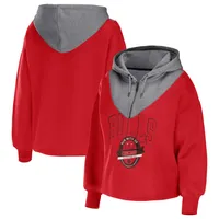 WEAR by Erin Andrews Bulls Pieced Quarter-Zip Hoodie Jacket - Women's