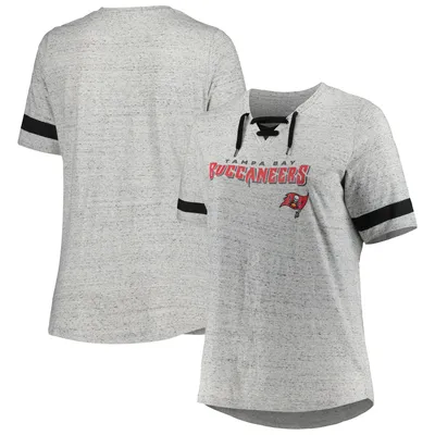 Women's Profile Heathered Gray Philadelphia Eagles Plus Size Lace-Up V-Neck  T-Shirt