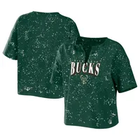 WEAR by Erin Andrews Bucks Bleach Splatter Notch Neck T-Shirt - Women's