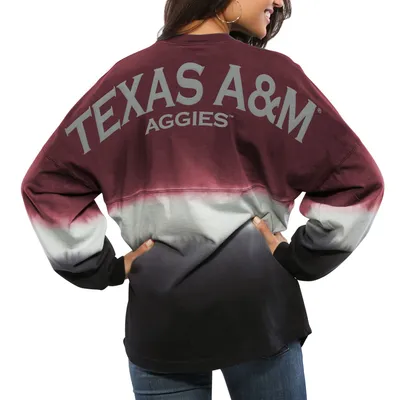 Spirit Jersey Texas A&M Long Sleeve Dip-Dyed - Women's