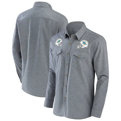 NFL x Darius Rucker Collection by Fanatics Dolphins Chambray Button-Up Long Sleeve Shirt - Men's