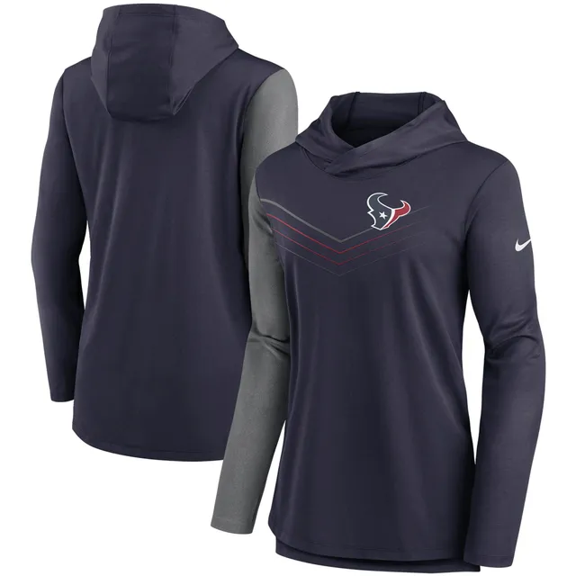 Women's Nike Aqua/Heathered Charcoal Miami Dolphins Chevron Hoodie  Performance Long Sleeve T-Shirt 