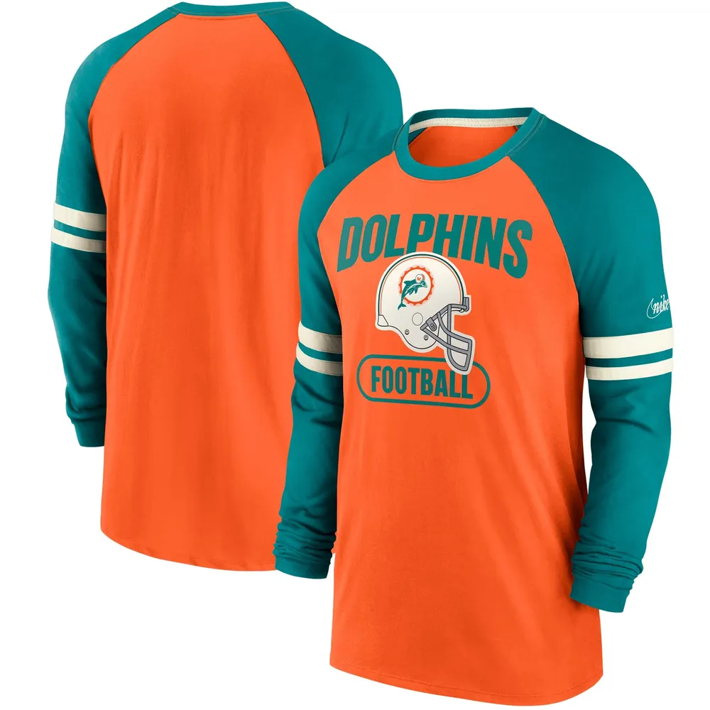 Nike Dolphins Throwback Raglan Long Sleeve T-Shirt - Men's