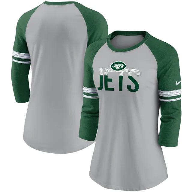 Nike Women's Black New York Jets Slant Logo Tri-Blend V-Neck T-shirt