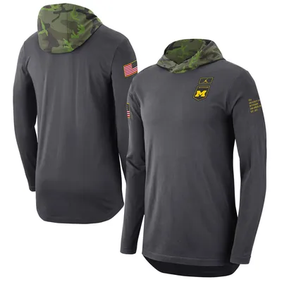 Jordan Michigan Military Long Sleeve Hoodie T-Shirt - Men's