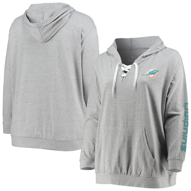Women's Antigua White Miami Dolphins Victory Pullover Hoodie