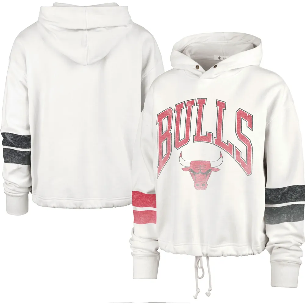 47 Brand Bulls Emerson Stripe Cropped Pullover Hoodie - Women's