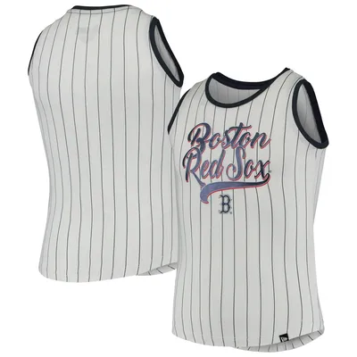 Girls Youth Texas Rangers New Era White/Red Pinstripe Tank Top