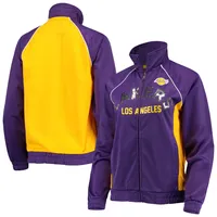 G-III Lakers Backfield Raglan Full-Zip Track Jacket - Women's