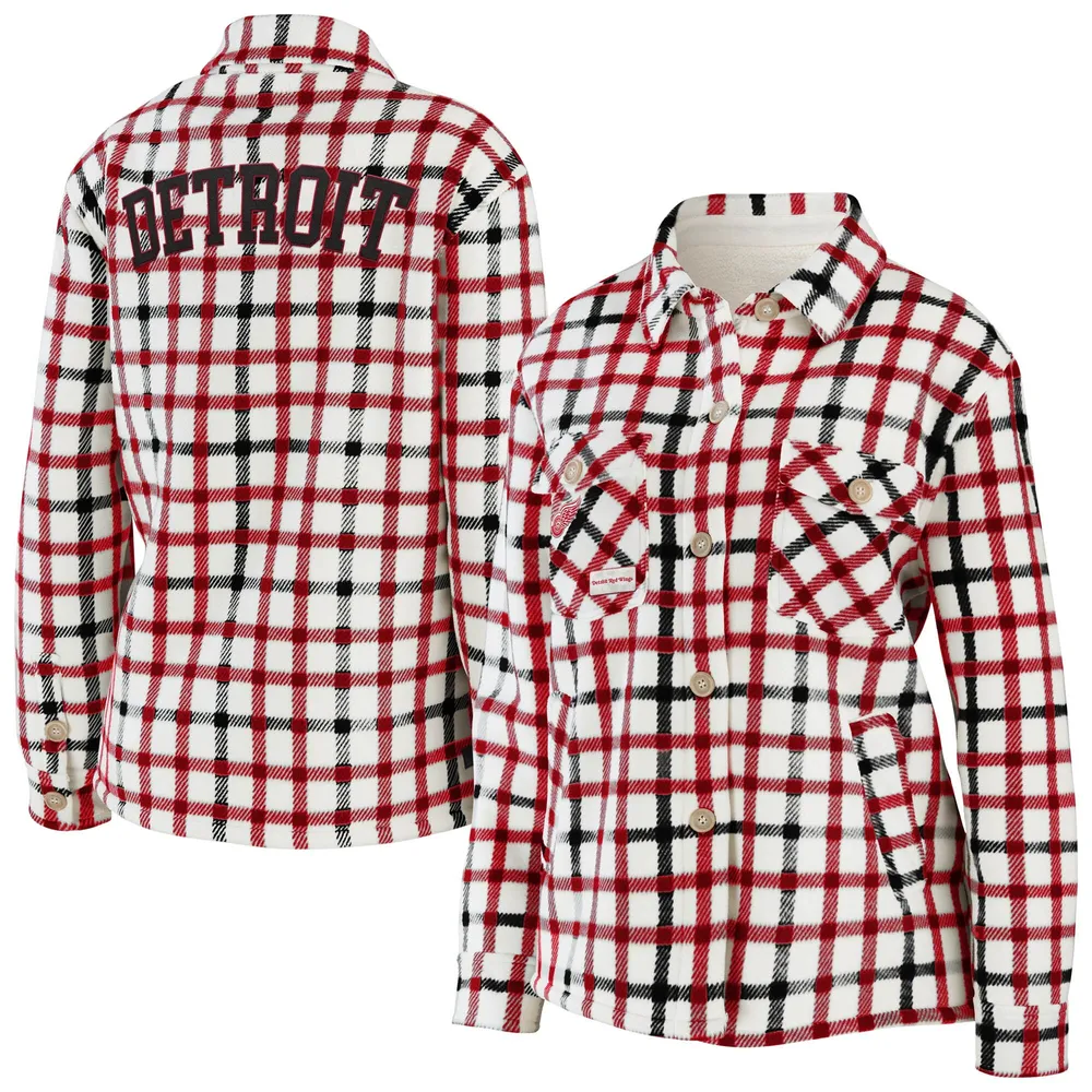 WEAR by Erin Andrews Red Wings Plaid Button-Up Shirt Jacket - Women's