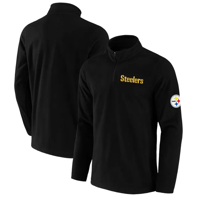 Men's New Era Gold/White Pittsburgh Steelers Gametime Quarter-Zip Hoodie Jacket