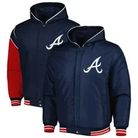 JH Design Braves Reversible Fleece Full-Snap Hoodie Jacket - Men's