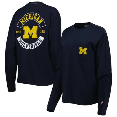 League Collegiate Wear Michigan Oversized Pocket Long Sleeve T-Shirt - Women's