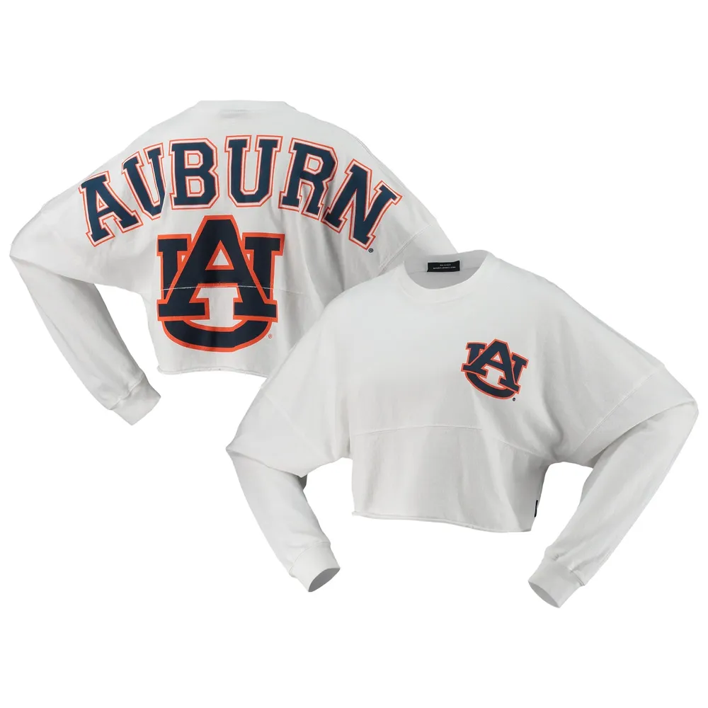 Spirit Jersey Auburn Raw Hem Cropped Long Sleeve T-Shirt - Women's