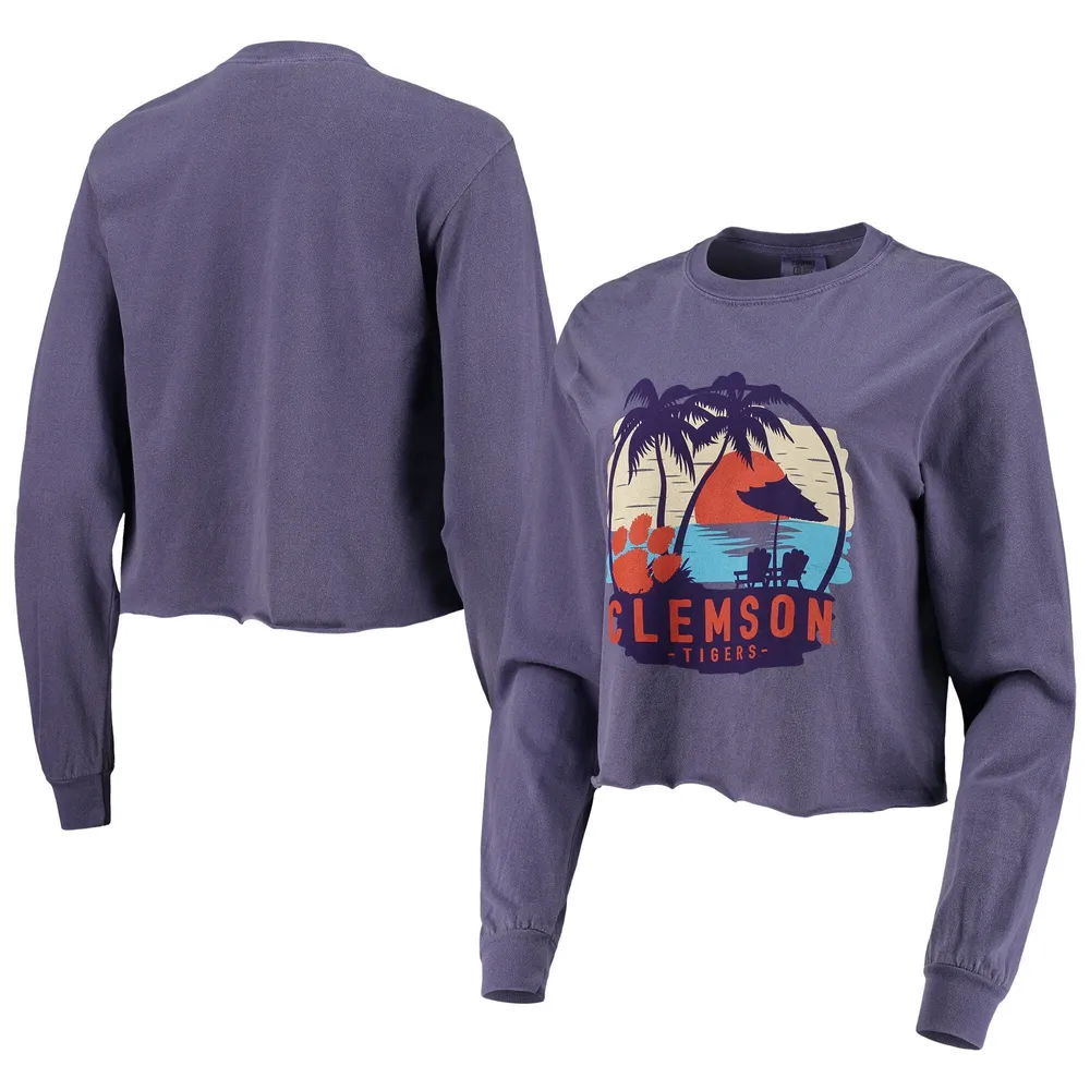 Image One Clemson Palm Trees Sunset Long Sleeve Crop Top - Women's