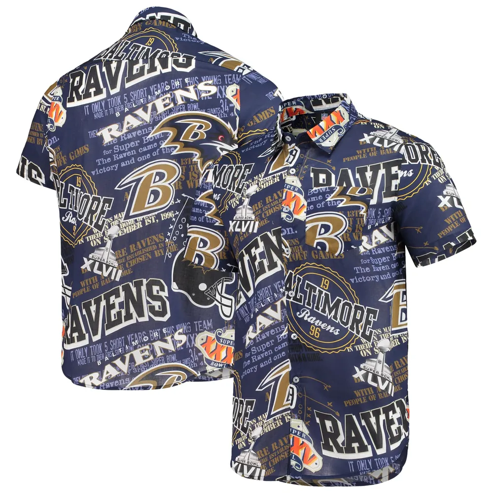 Forever Collectible Ravens Thematic Button-Up Shirt - Men's