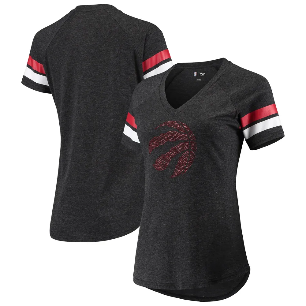 G-III Raptors Triple Double Rhinestone V-Neck T-Shirt - Women's