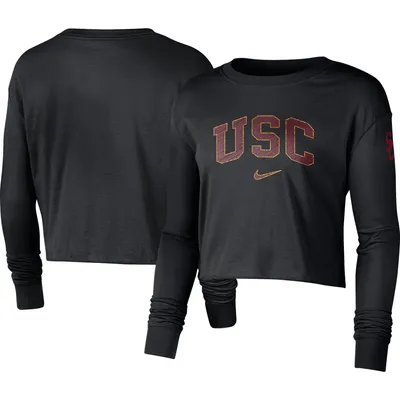 Nike USC 2-Hit Cropped Long Sleeve Logo T-Shirt - Women's