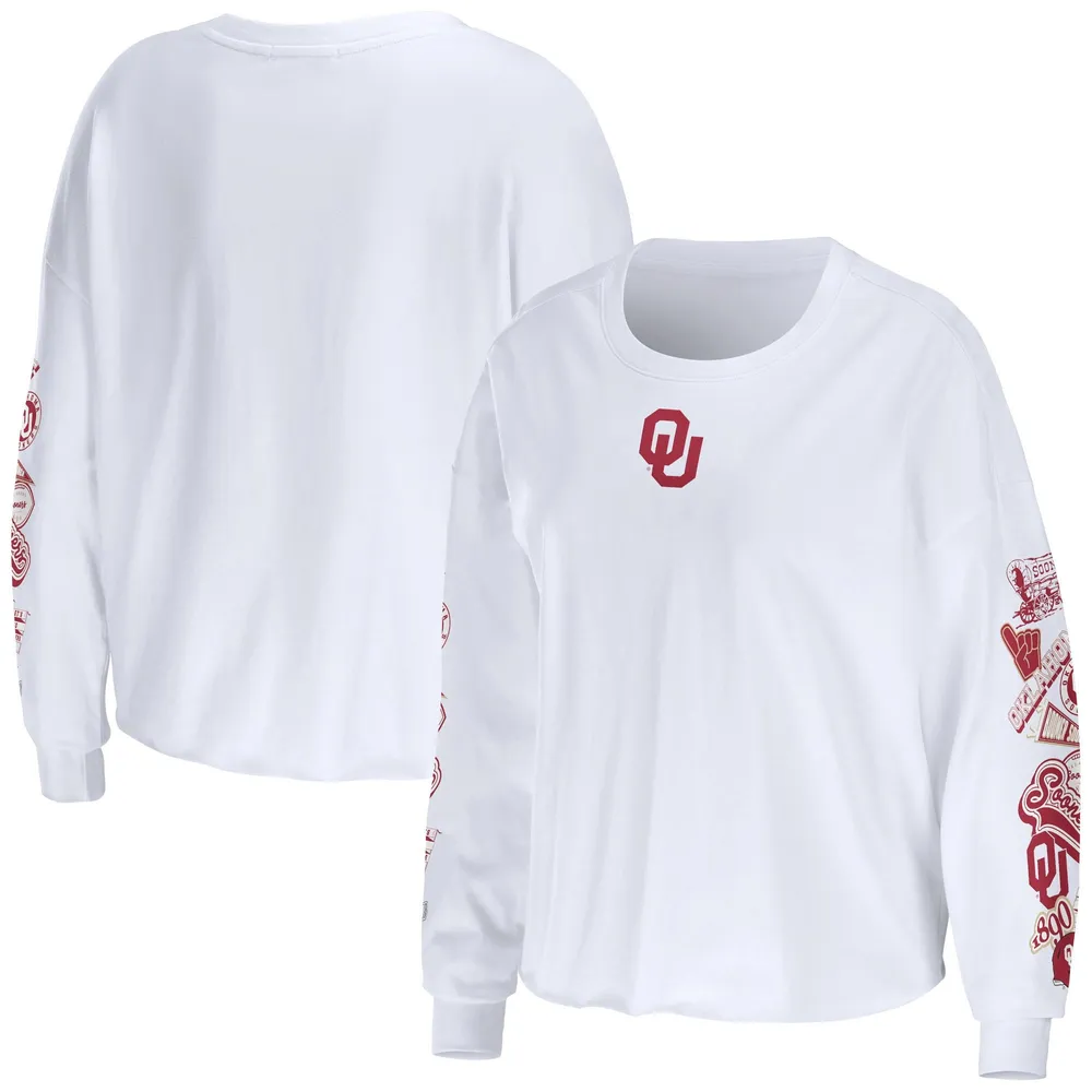 WEAR by Erin Andrews Oklahoma 3-Hit Cropped Long Sleeve T-Shirt - Women's