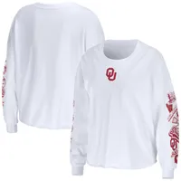 WEAR by Erin Andrews Oklahoma 3-Hit Cropped Long Sleeve T-Shirt - Women's