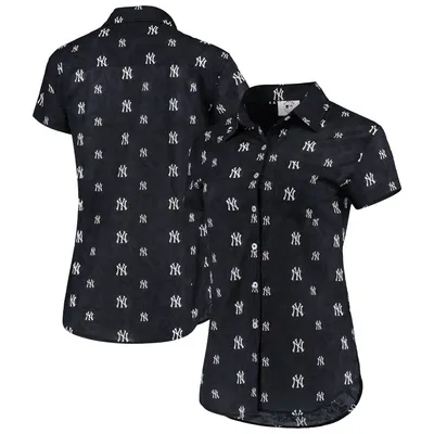 Forever Collectible Yankees Floral Button Up Shirt - Women's
