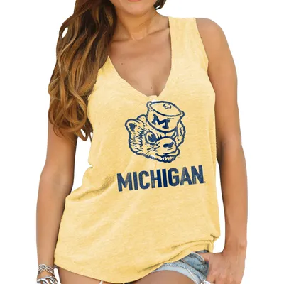 Original Retro Brand Michigan Relaxed Henley V-Neck Tank Top - Women's