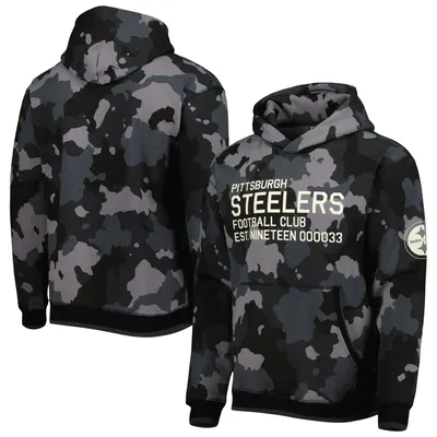 Men's New Era Black Pittsburgh Steelers Throwback Pullover Hoodie Size: Medium