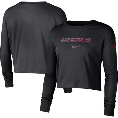 Nike Arkansas 2-Hit Cropped Long Sleeve Logo T-Shirt - Women's