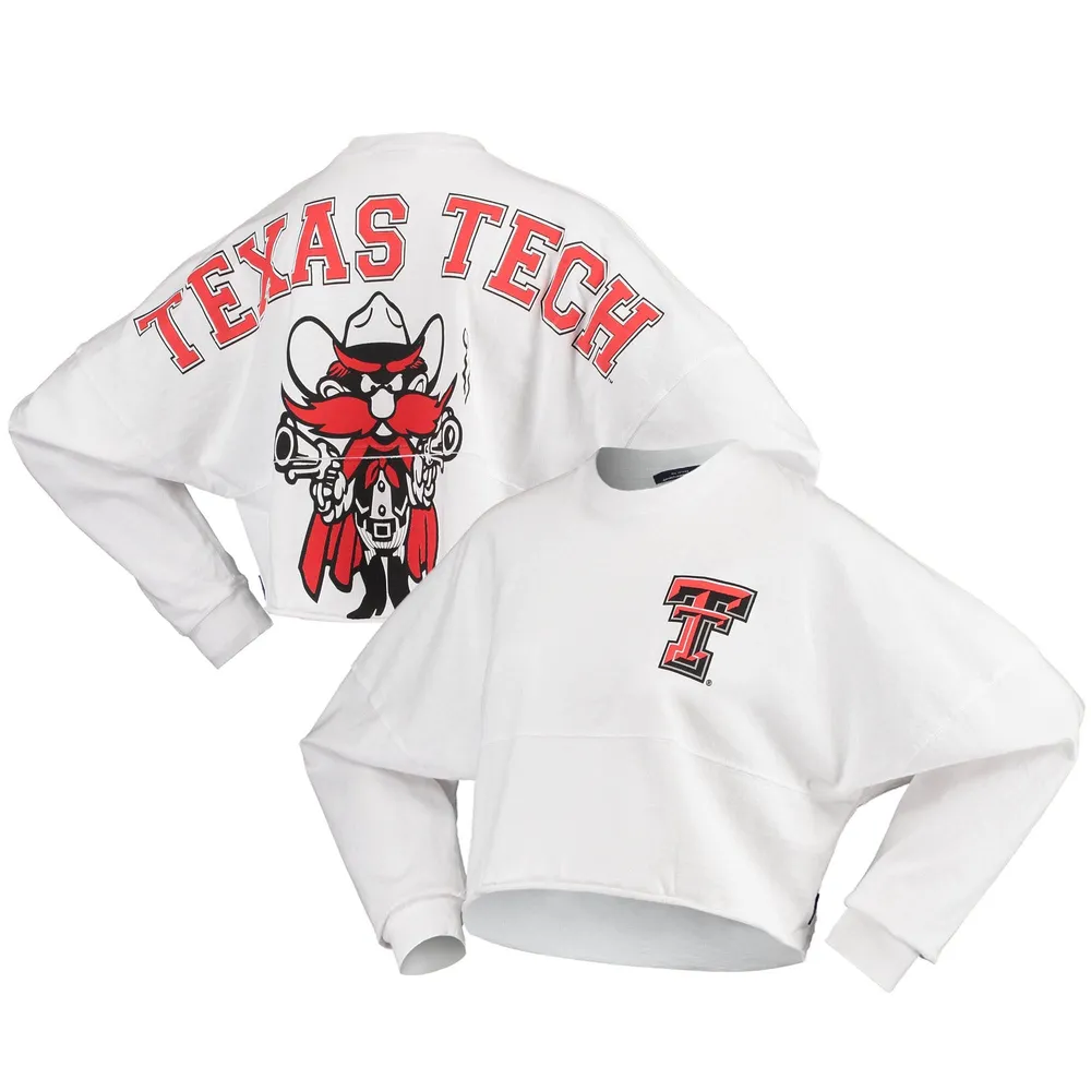 Spirit Jersey Texas Tech Raw Hem Cropped Long Sleeve T-Shirt - Women's